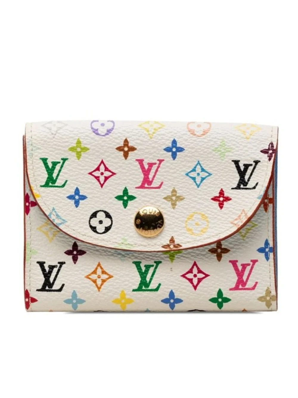 Louis Vuitton Monogram Multicolor Business Card Holder Case White Blue Leather